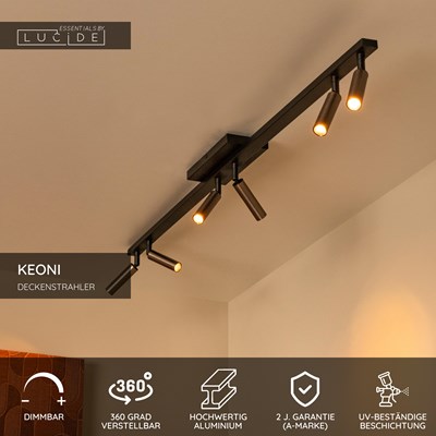 Lucide KEONI - Deckenstrahler - 6xG9 - Kaffee | Essential